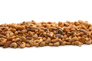 A group of almonds, pistachios, walnuts, macadamia, cashews.