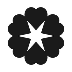 Radial Love Hearts Flower Silhouette Icon