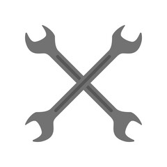 Crossed wrenches isolated on white background. Tool, setting, repair flat vector. Maintenance, engineering, industry concept