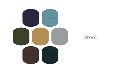 カラフルな丸いスツール