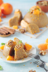 Mandarin halva dessert, traditional Greek dessert