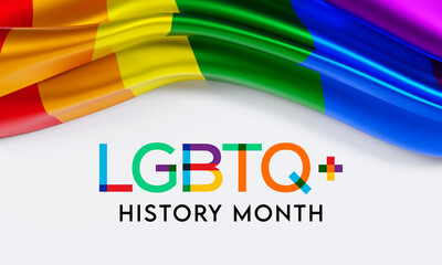 LGBTQ History month is observed each year in February, 3D Rendering - obrazy, fototapety, plakaty