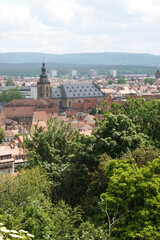 The panorama of Bamberg from a castle hill, Germany