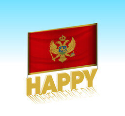 Montenegro independence day. Simple Montenegro flag and billboard in the sky. 3d lettering template. Ready special day design message.