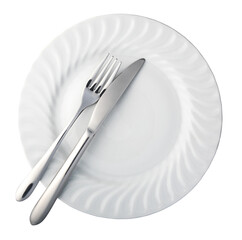 plate and cutlery on transparent background. png file