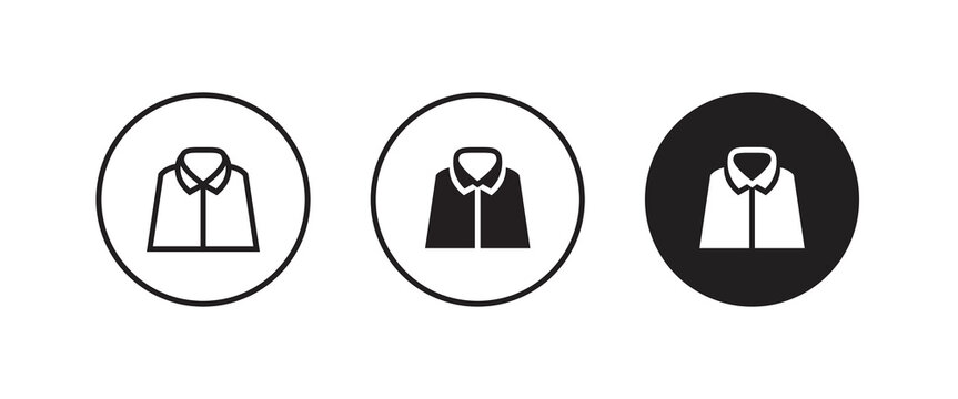 Uniform Male dress shirt icon. Shirt and tie icon suit men formal business wear icon symbol logo illustration, editable stroke, flat design style isolated on white