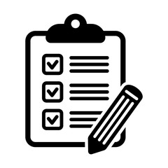 To do list icon. Clipboard with pencil vector icon. Black illustration isolated on white background for graphic and web design.