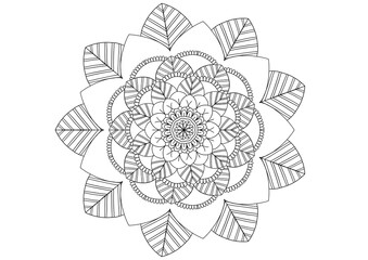 Flower mandala picture, white background. ethnic decorative elements