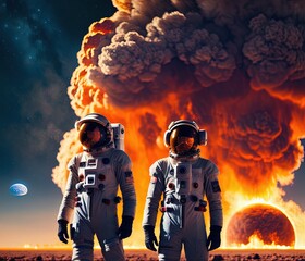 Obraz premium astronaut in space, illustration, 3d rendering