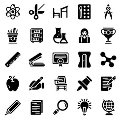 vector illustration, school icon set, education icon pack, study icon set, solid icon