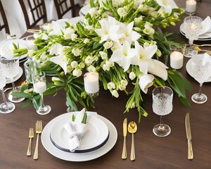 wedding table decorated with flowers