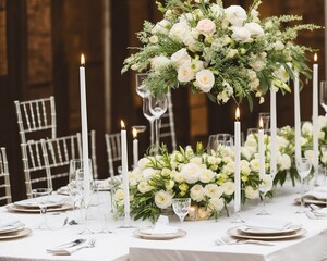 wedding table decorated with flowers