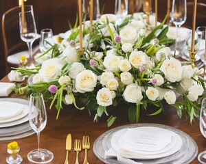 wedding table decorated with flowers