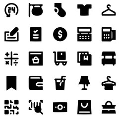 vector illustration, shopping icon set, e-commerce icon pack, retail icon set, solid icon