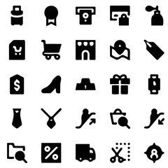vector illustration, shopping icon set, e-commerce icon pack, retail icon set, solid icon