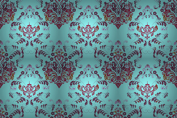 Seamless pattern with interesting doodles on colorfil background.