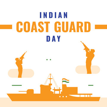 Indian Coast Guard Day Design Background For Greeting Moment