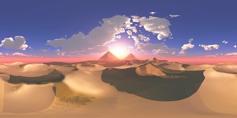 Panorama of sandy desert, Environment map, HDRI, equidistant projection, Spherical panorama, panorama 360, 3d rendering