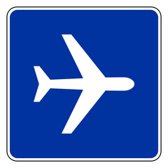 Flugzeug und Schild