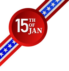 Happy Martin Luther King day. Congratulatory inscription on the background colors of the American Flag. No people. Closeup, top view