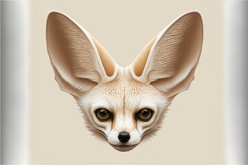 Fennec fox head in isolated background. Generative ai.
