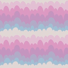 Seamless waves pattern with cartoon clouds for wallpaper and fabrics and packaging and linens and kids