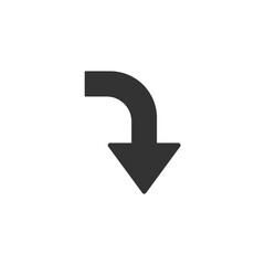 Right arrow curving down icon. Multimedia symbol modern, simple, vector, icon for website design, mobile app, ui. Vector Illustration