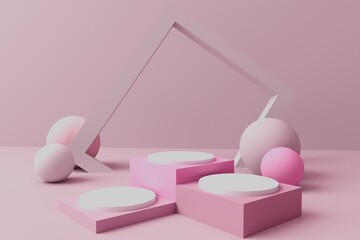 3D_pink tone podium for placing products
