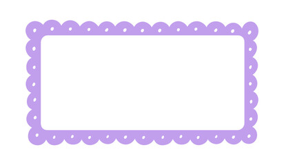 Scalloped Edge Rectangle Long Frame Badge Vector. Simple label sticker template. Cute vintage frill ornament. Vector illustration isolated on white background.