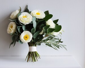 beautiful bouquet of flowers in a vase on a white background