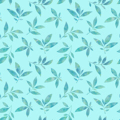 delicate watercolor seamless pattern for wallpaper. Green leaves, watercolor illustration, abstract ornament from branches