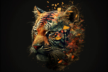 Tiger wallpaper background. The face of a tiger. Generative AI.