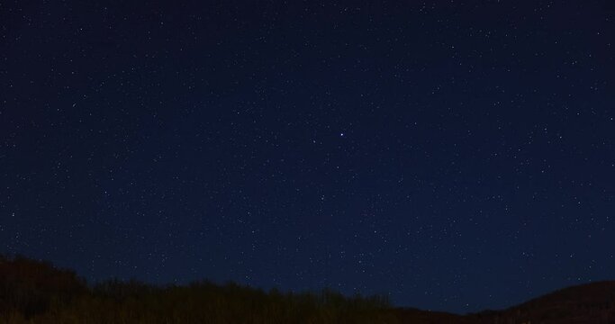 Meteor shower of Quadrantids on January 04 2023 in Ukrainian night sky.