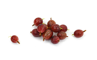 Red gooseberry isolated on white