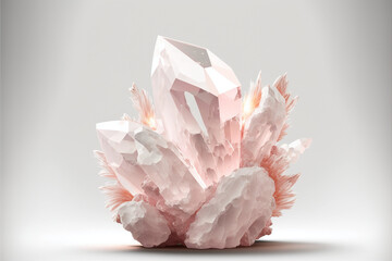 Rose quartz, variety of quartz used as a healing crystal. Generative AI.