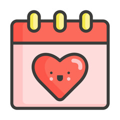 Editable icon for valentine day holiday on calendar