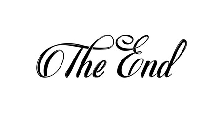 The end text is handwritten. Modern calligraphy design in black color on the white screen. Vector Illustration is suitable for logos, posters, labels, videos, cards, banners, print, and web projects.
