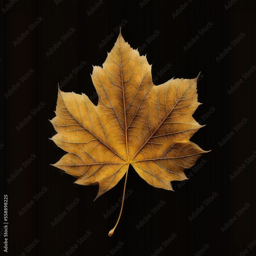 Poster a yellow leaf is shown on a black background with a black background behind it and a black backgroun