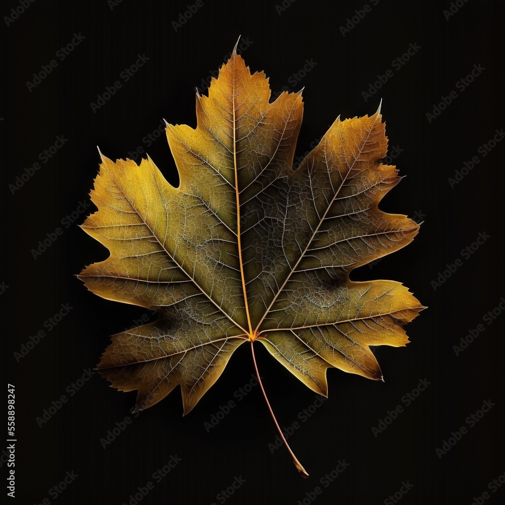 Poster a single leaf is shown on a black background with a black background behind it and a black backgroun
