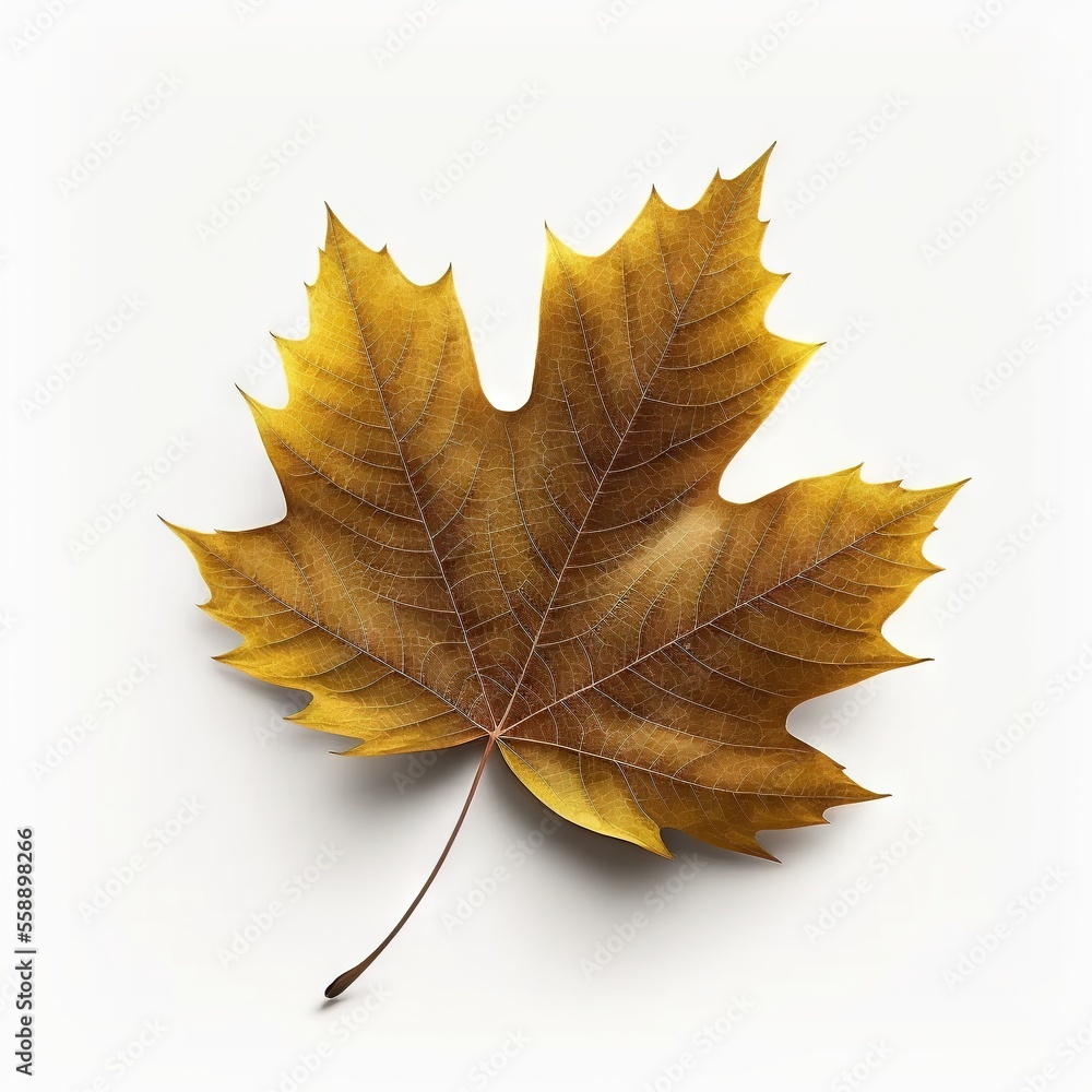 Aufkleber a single leaf of a tree on a white background. generative ai