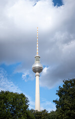 Fototapeta premium Berliner Fernsehturm hinter Bäumen