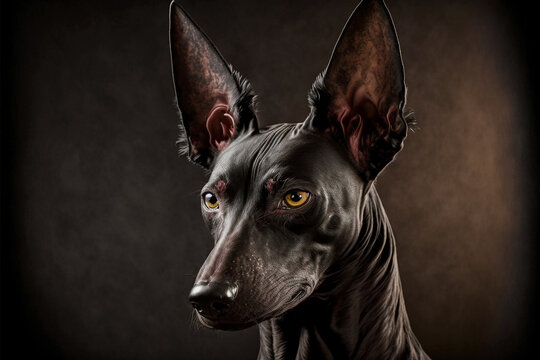 Xoloitzcuintli, breed of dog native to Mexico. Hairless dog. Generative AI.