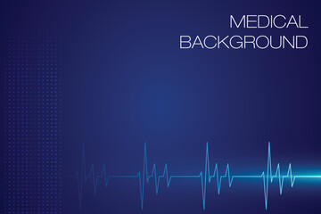 Medical blue background with ECG Graph