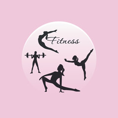 Fitness, silhouette of a fitness girl, business concept, vector illustration