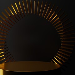 3D rendering Abstract geometry dynamic object with dark background.