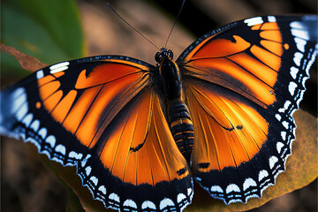 viceroy butterfly's wings, highlighting their orange and black coloring. (Ai generated)