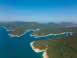 Fototapeta na wymiar Top view of Hong Kong Sai Kung natural landscape