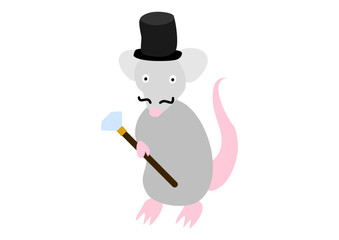 Rich gentleman mouse with hat vector