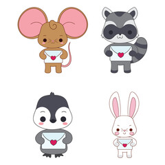 cute character with love letter