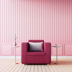 viva magenta armchair living room interior for valentine - 3D rendering
